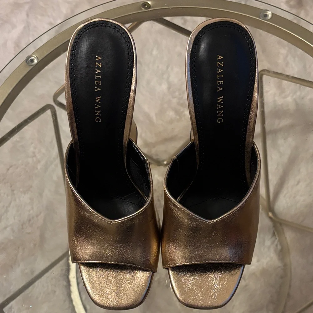Azalea Wang Gold Mules Platform Sandals-NWOT - Picture 8 of 8